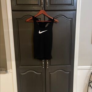 Nike Dry Fit Black Sleeveless Top with White Swoosh